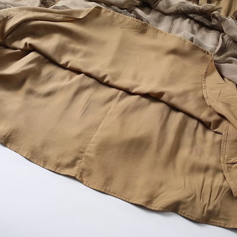 Damen Viskose Maxirock mit voluminösem Rüschensaum und floralen Mustern Drune