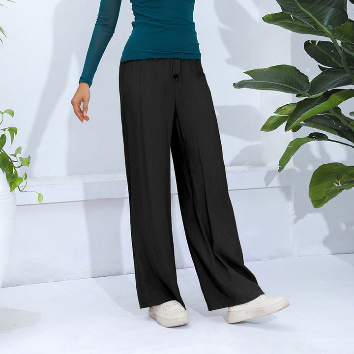 Damen weite und lässige Stoffhose mit seitlichen Eingrifftaschen Drune