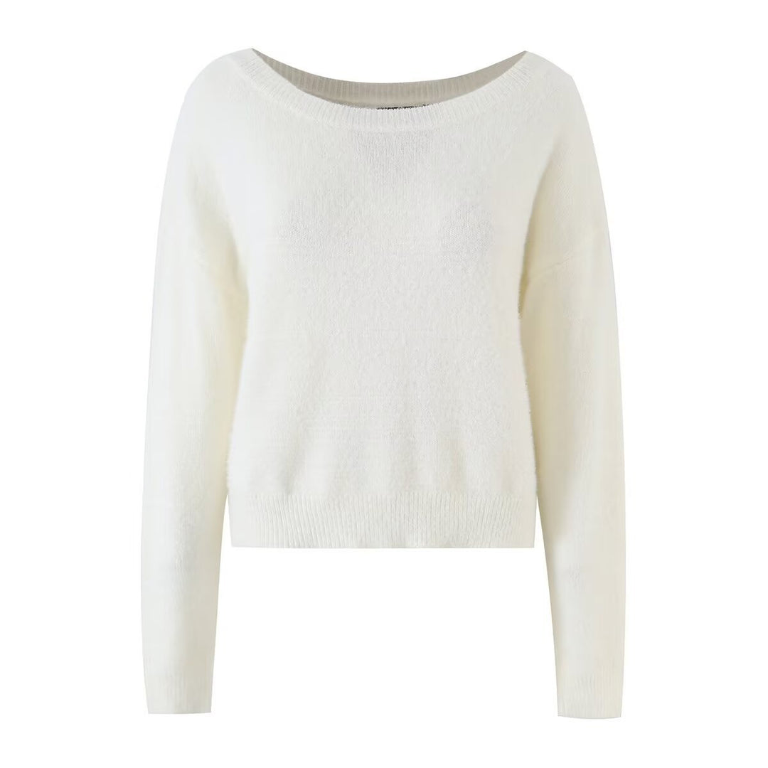 Damen Kuschelweicher Oversize-Pullover mit weitem U‑Boot‑Ausschnitt Drune