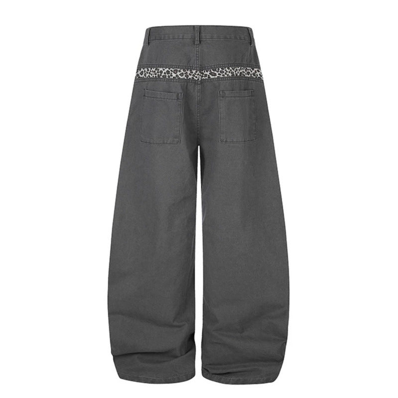 Damen Extraweite Palazzohose mit hoher Taille, Cargo‑Taschen und dekorativem Schlüsselanhänger Drune