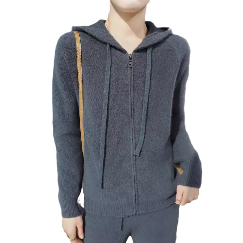 Damen Kuschelige Kapuzenjacke mit weichem Material und Reißverschluss Drune