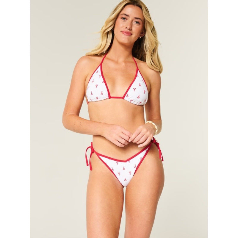 Damen Triangel-Bikini mit verspieltem Hummerdesign und verstellbaren Bändern Drune