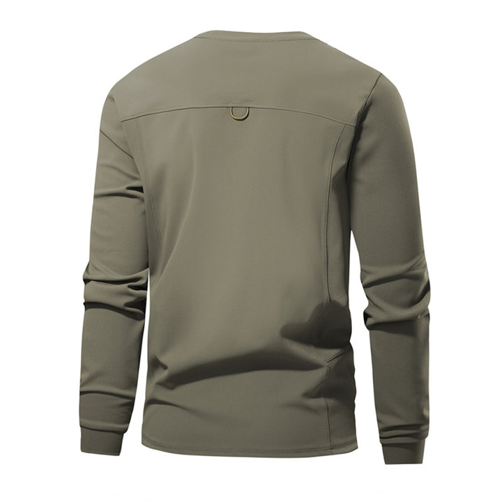 Herren Atmungsaktives Langarm-Technikshirt mit Rundhals und seitlicher Utility-Tasche Drune
