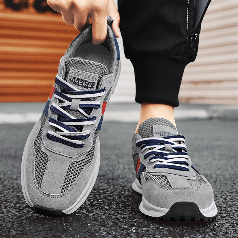 Herren Atmungsaktive Freizeit-Runner mit Mesh-Obermaterial, retro-inspiriertem Streifen-Detail und griffiger Gummilaufsohle Drune