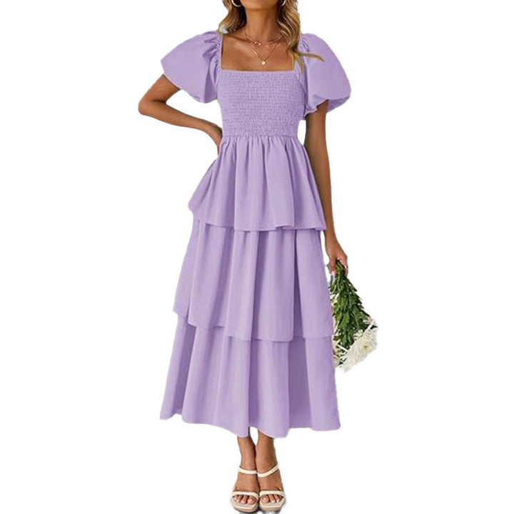 Damen Maxikleid mit bezauberndem Stufen-Look und Puffärmeln Drune