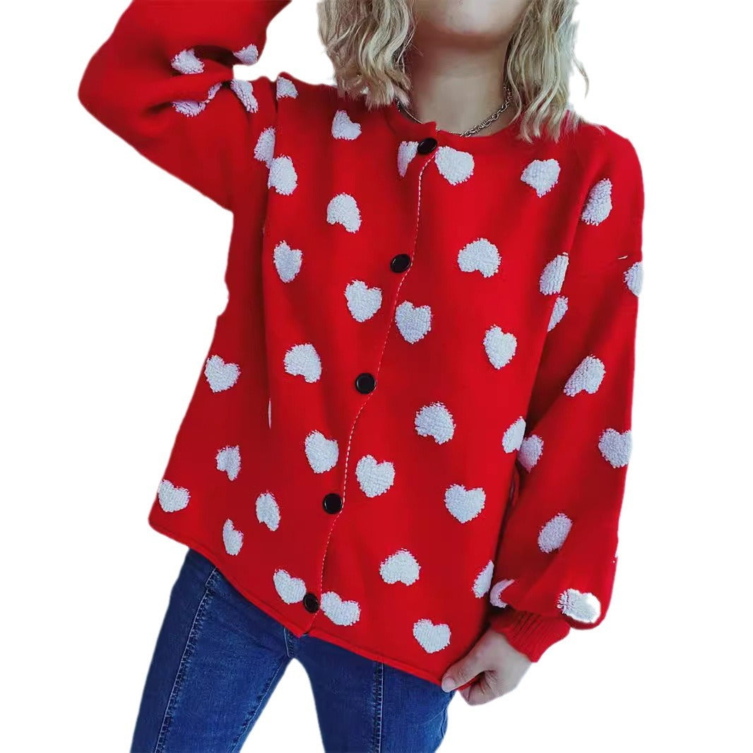 Damen Strickjacke mit Herzmotiv und Knopfdetails Drune
