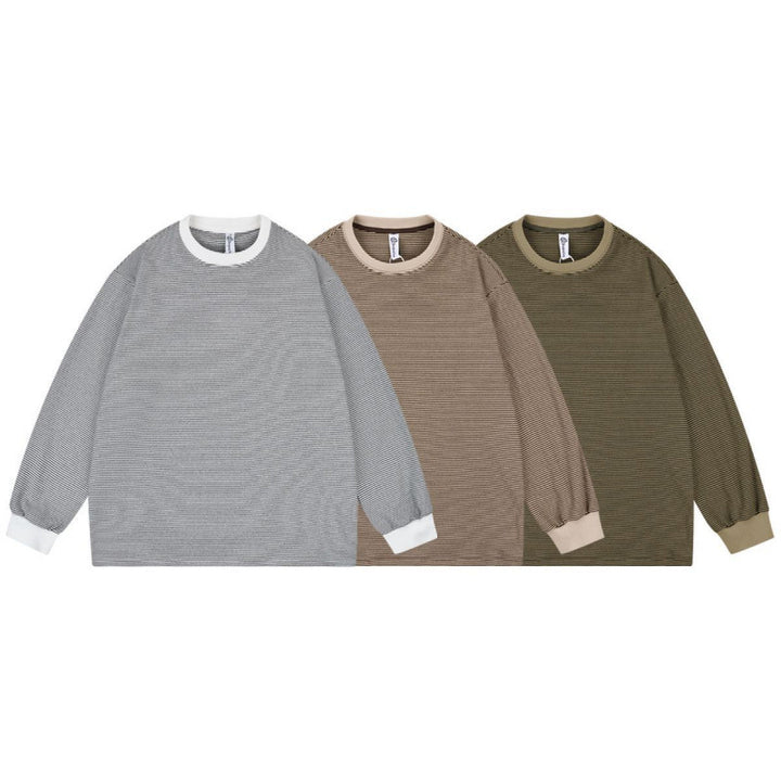 Unisex Weites gestreiftes Longsleeve im Oversize-Schnitt mit Rippbündchen Drune