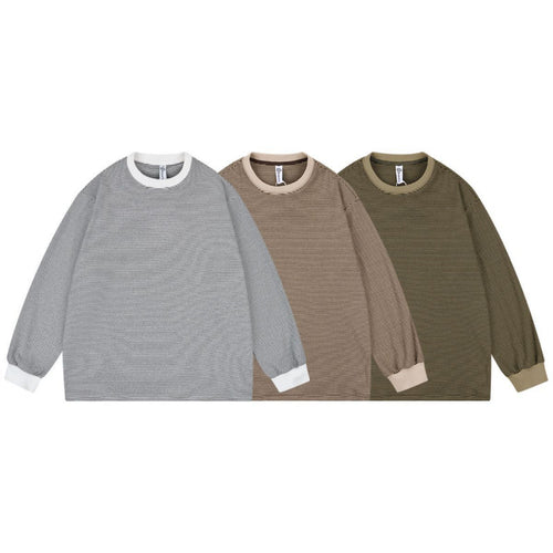Unisex Weites gestreiftes Longsleeve im Oversize-Schnitt mit Rippbündchen Drune