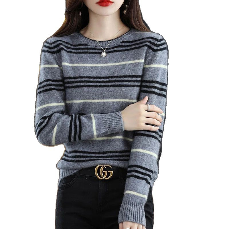 Damen moderner und gemütlicher Streifenpullover Drune