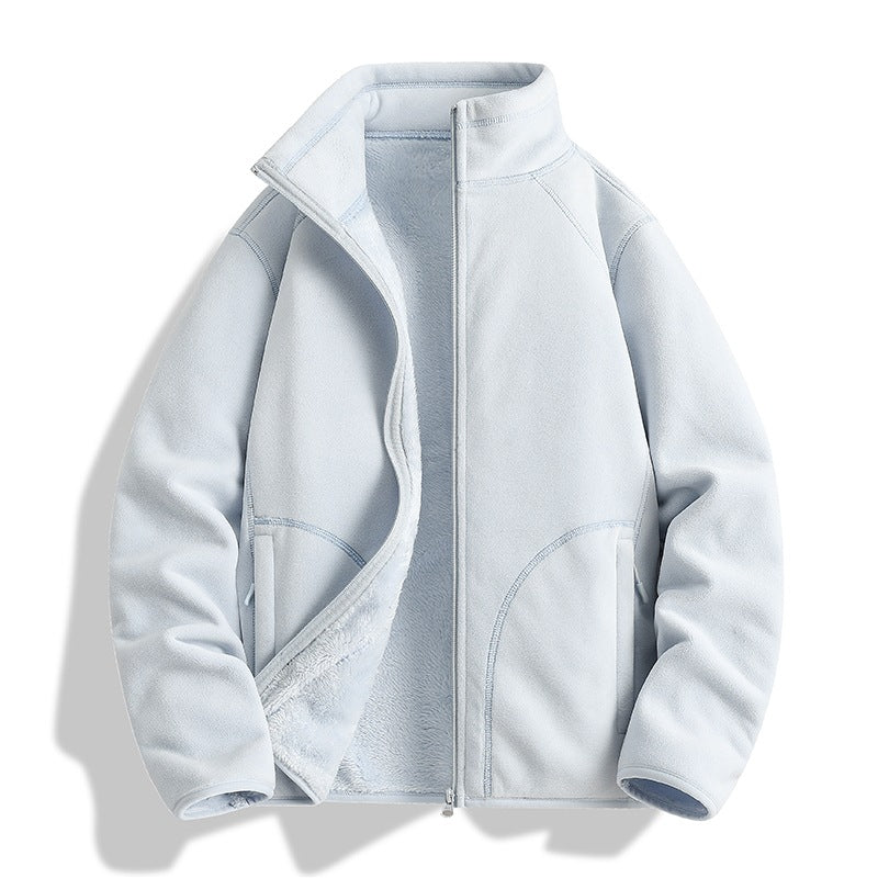 Herren Fleecejacke mit Sherpa‑Teddyfutter, Stehkragen & Zwei‑Wege‑Reißverschluss Drune