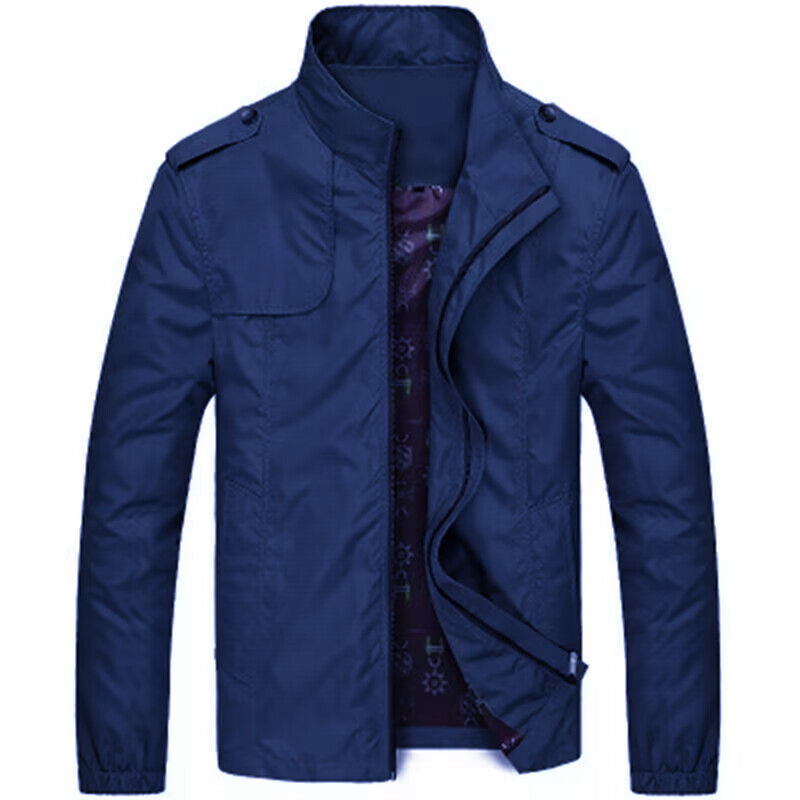 Herren Leichte Fieldjacke mit Stehkragen, Epauletten und gemustertem Innenfutter Drune