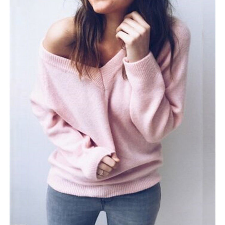 Damen Pullover mit V-Ausschnitt und lässigem Schnitt Drune