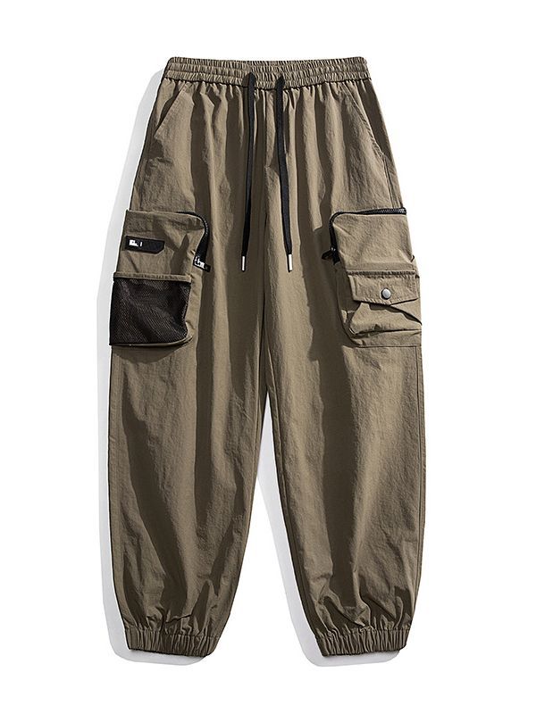 Unisex Lockere Nylon-Cargohose mit elastischem Bund und Knöchelbündchen Drune