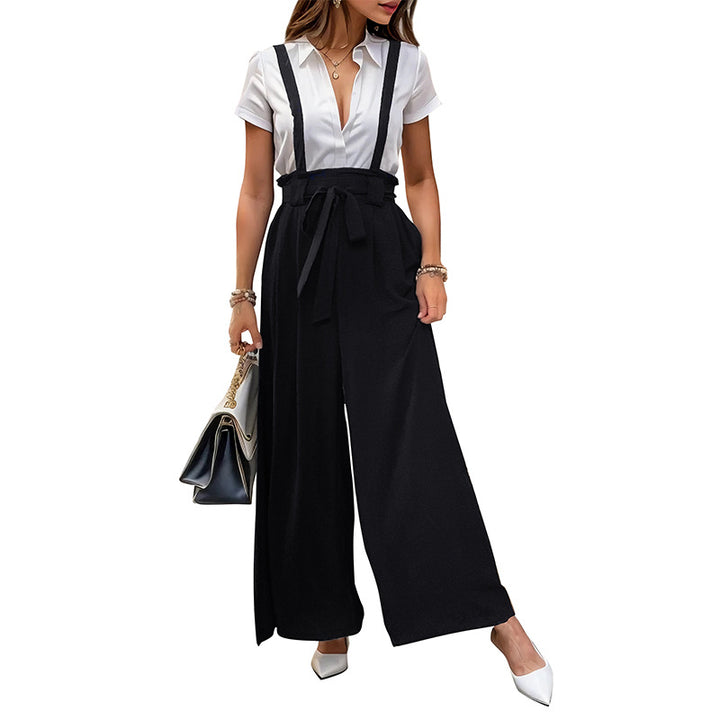 Damen stylischer Jumpsuit mit verstellbaren Trägern und elegantem Taillenband Drune