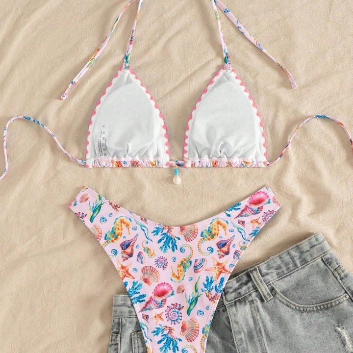 Damen Triangel-Bikini mit maritimem Muster Drune