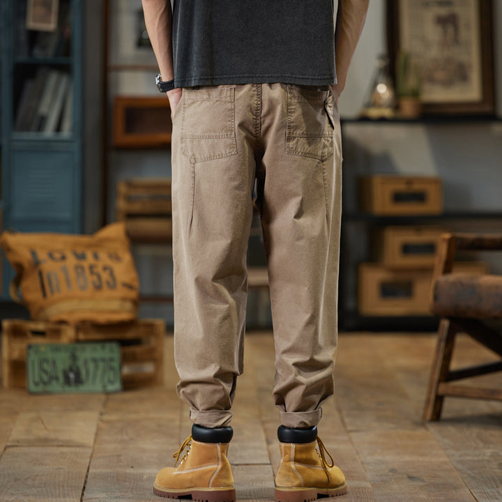 Herren Baumwoll-Twill Joggerhose im Tapered-Schnitt mit Tunnelzug und gekrempeltem Saum Drune