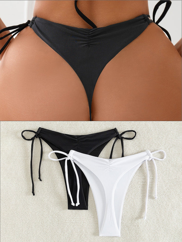 Damen Hochgeschnittener Bikini mit seitlichen Bindebändern Drune