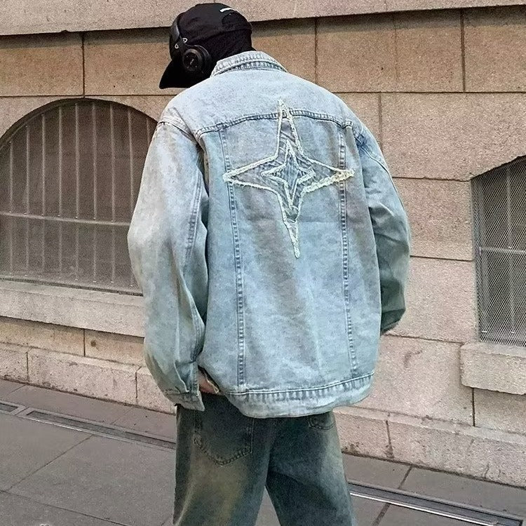 Herren lässige Denim-Überjacke mit kreativen Details Drune