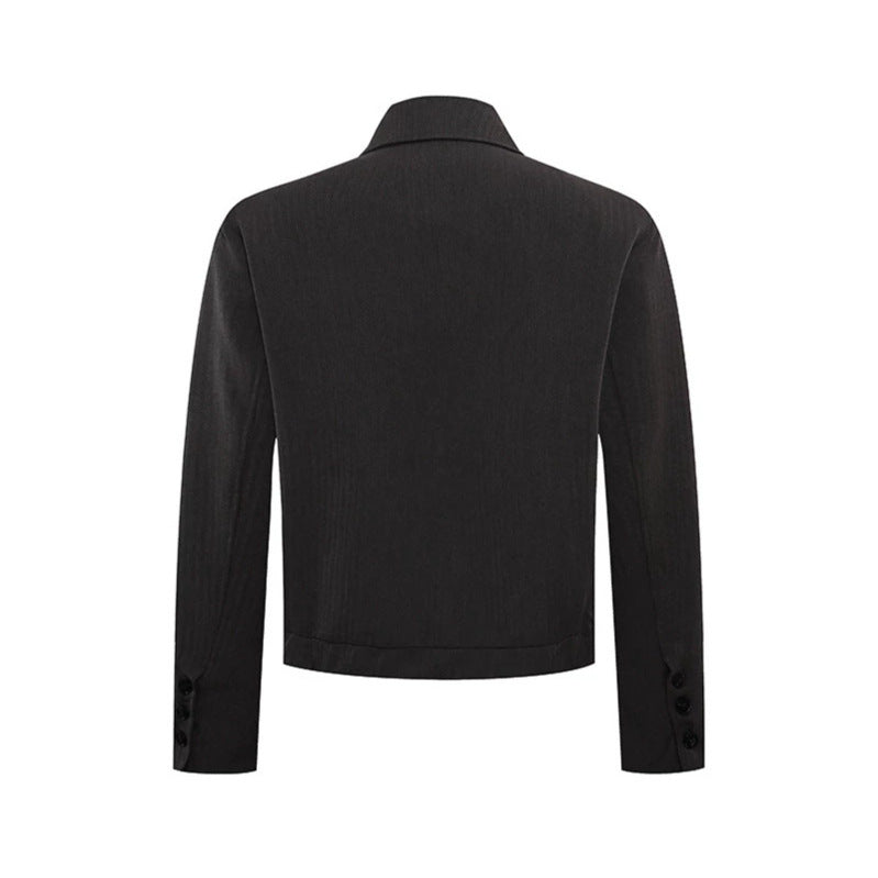 Herren kurzes asymmetrisches Twill-Blouson mit verdeckter Knopfleiste Drune