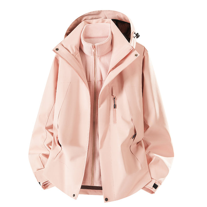 Herren zweiteilige Softshelljacke mit herausnehmbarer Fleece-Innenjacke, verstellbarer Kapuze und wasserabweisender Membran Drune