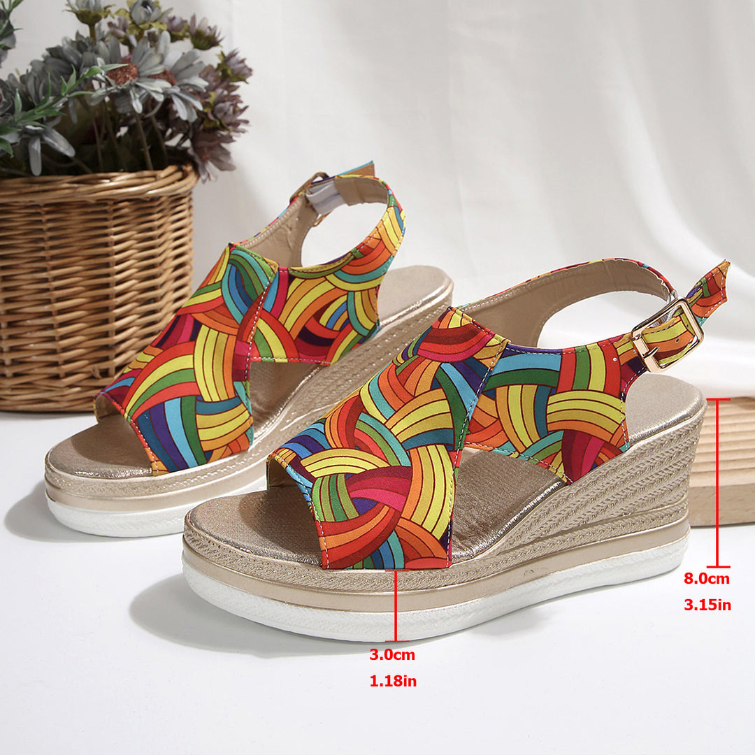 Damen Wedge-Sandalen mit modischer Farbgebung und anatomischem Fußbett Drune