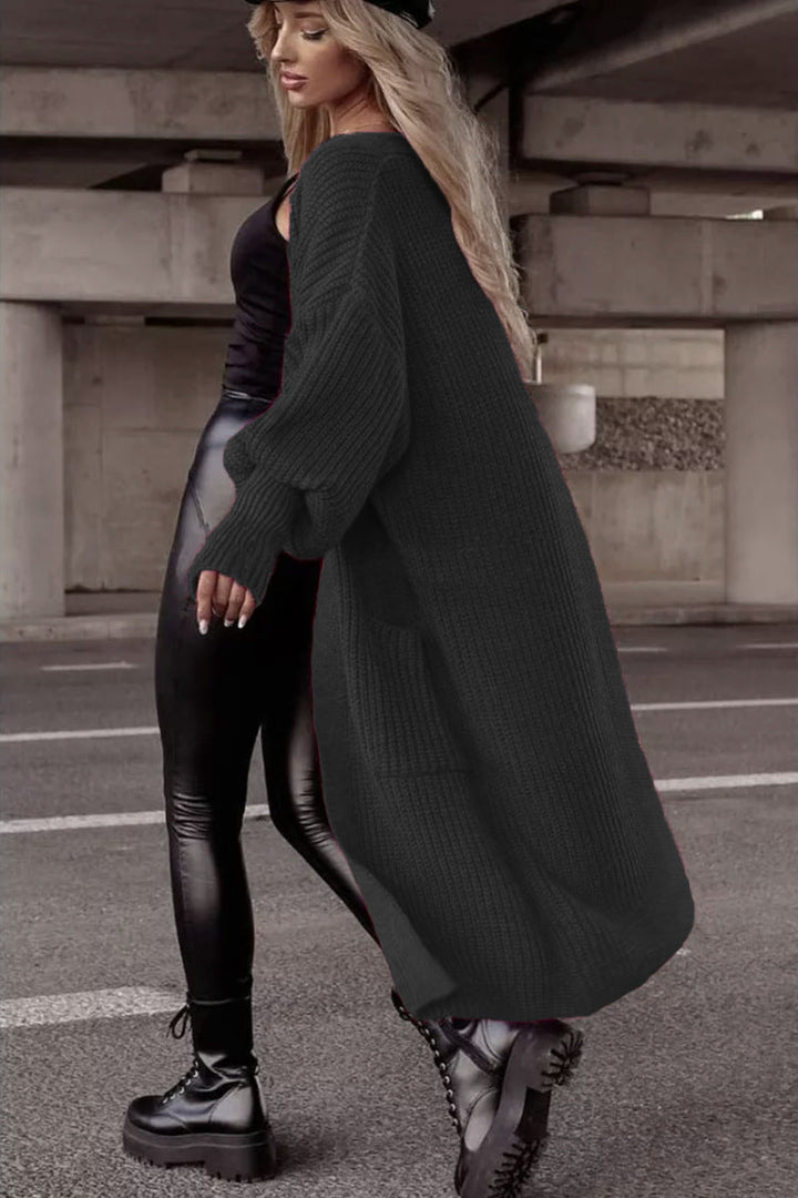 Damen Langer Strickcardigan mit tieferem Rückensaum und lässigem Schnitt Drune