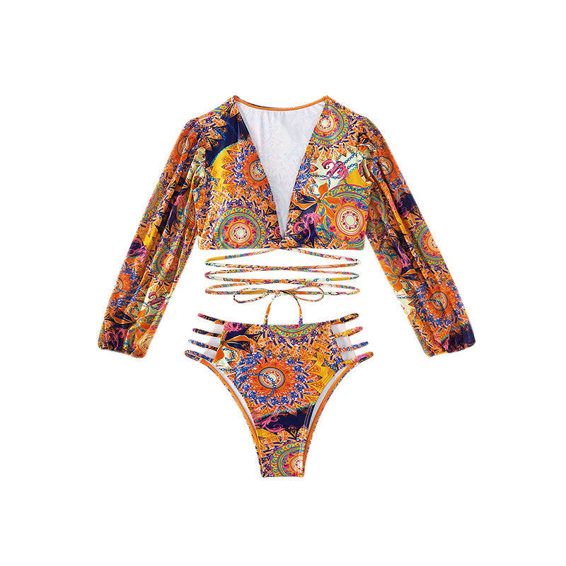 Damen Bikini-Set mit langärmligem Oberteil und raffinierten Cut-Outs Drune