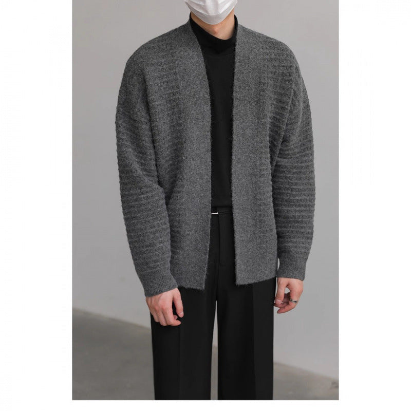 Herren lässiger Strickcardigan mit modernem Design und strukturierter Oberfläche Drune