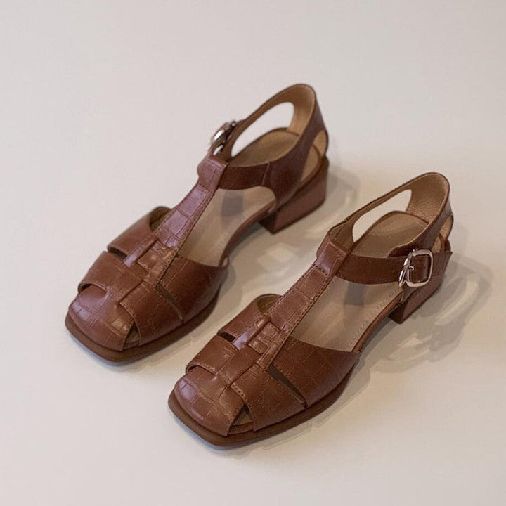 Damen Slingback Sandalen mit stilvollem Krokodillederdesign Drune