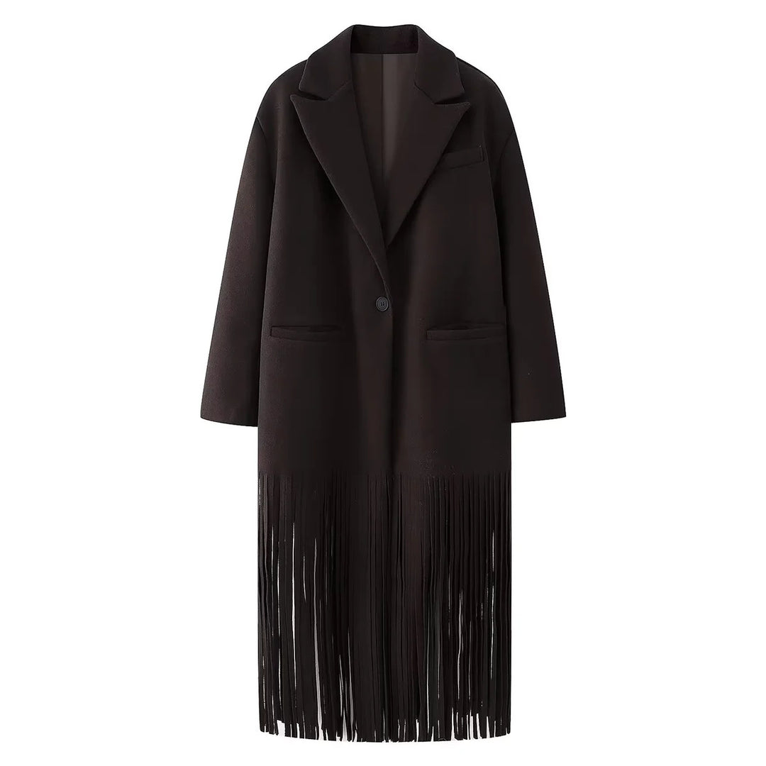 Damen nan oversized Mantelblazer mit Fransen-Saum und kastiger Silhouette Drune