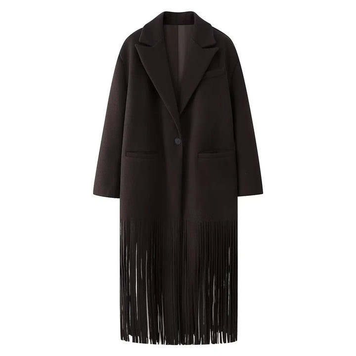 Damen nan oversized Mantelblazer mit Fransen-Saum und kastiger Silhouette Drune