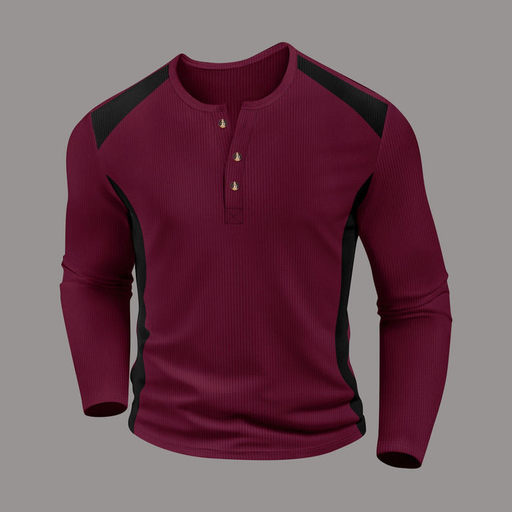 Herren Langarmhemd mit charismatischem Henley-Ausschnitt von Drune