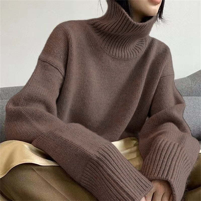 Damen Oversized Rollkragenpullover mit weichem Strick Drune