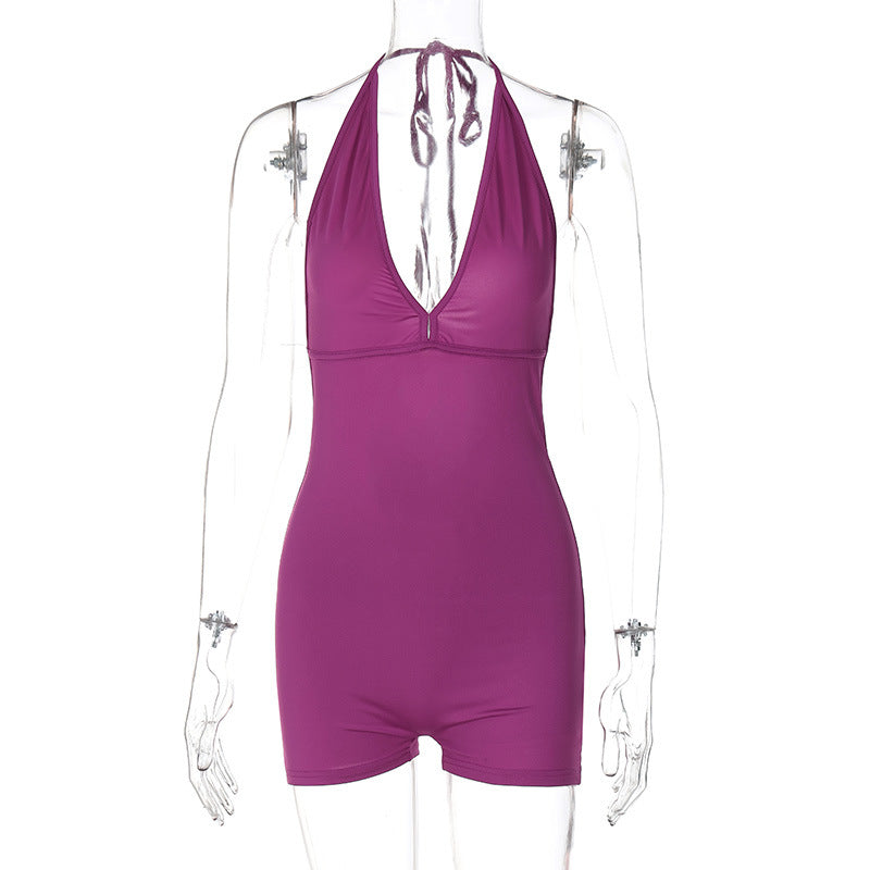 Damen eleganter Badeanzug mit tiefem V-Ausschnitt und abnehmbaren Trägern Drune