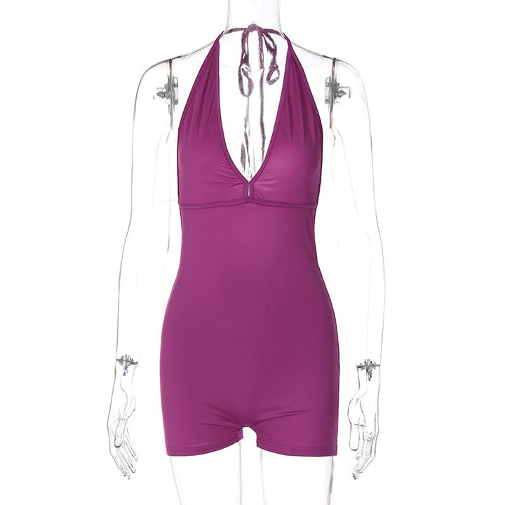 Damen eleganter Badeanzug mit tiefem V-Ausschnitt und abnehmbaren Trägern Drune