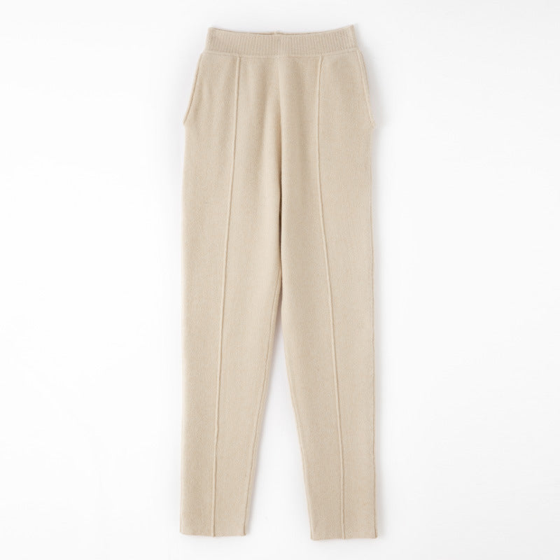 Damen Strickhose mit schmaler Beinform, elastischem Bund und Bügelfalte Drune