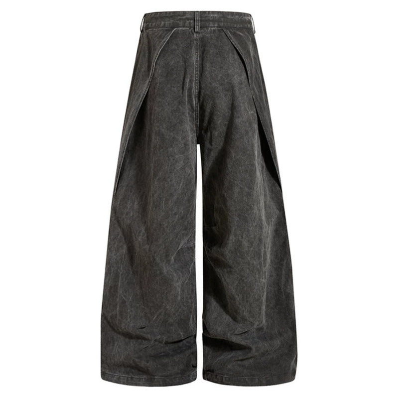 Damen Weite Drapierte Culotte-Cargohose mit hoher Taille und Zip-Taschen Drune