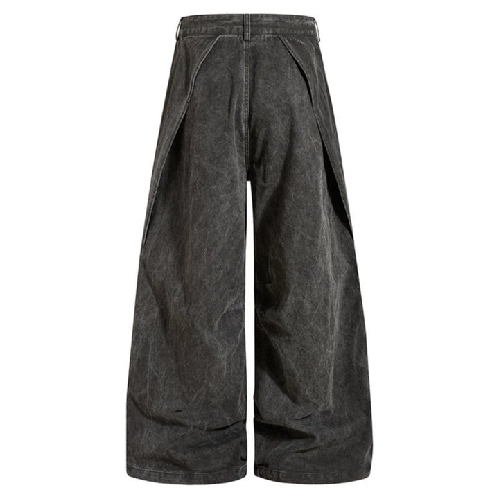Damen Weite Drapierte Culotte-Cargohose mit hoher Taille und Zip-Taschen Drune