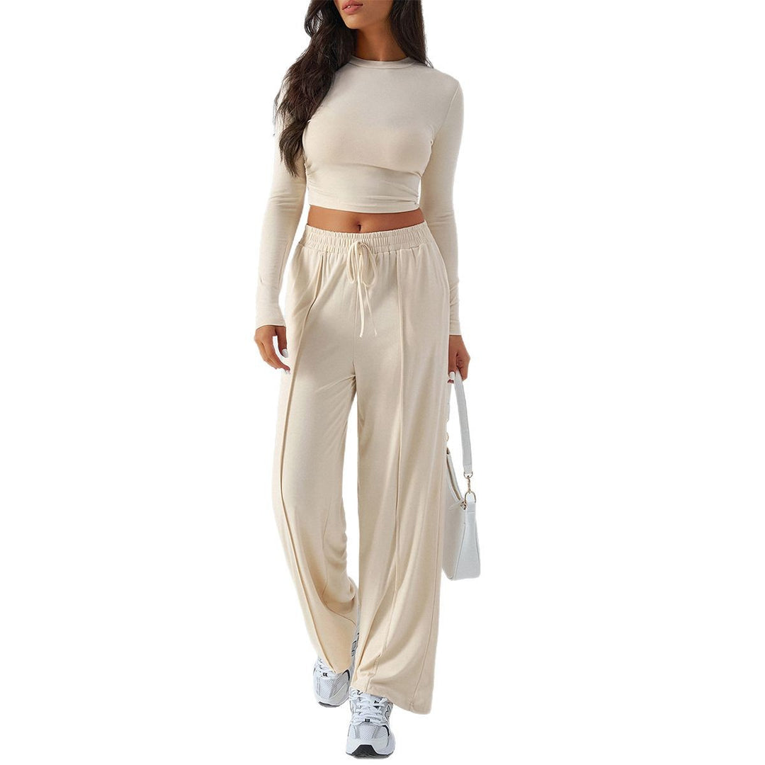 Damen nan weite Loungehose mit elastischem Kordelbund und fließender Jersey‑Qualität Drune