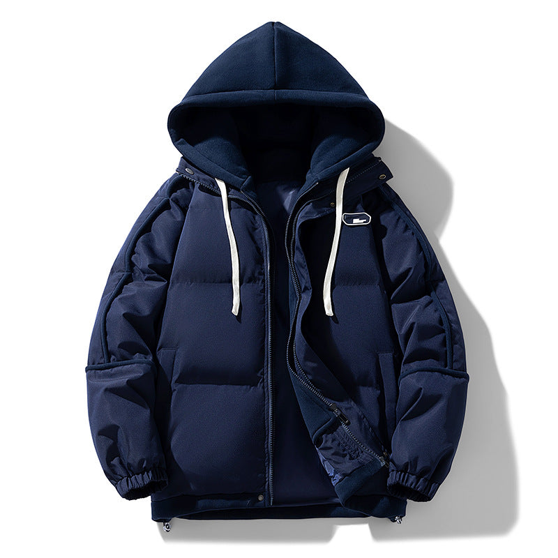 Damen Kurz geschnittene Steppjacke mit kontrastierender Fleece‑Kapuze und Kordelzug Drune