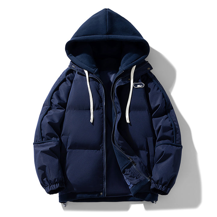 Damen Kurz geschnittene Steppjacke mit kontrastierender Fleece‑Kapuze und Kordelzug Drune