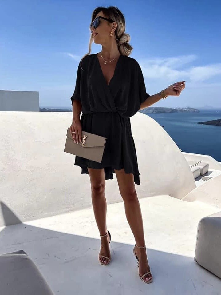 Damen Wickelkleid mit luftigen Ärmeln und elegantem Schnitt Drune