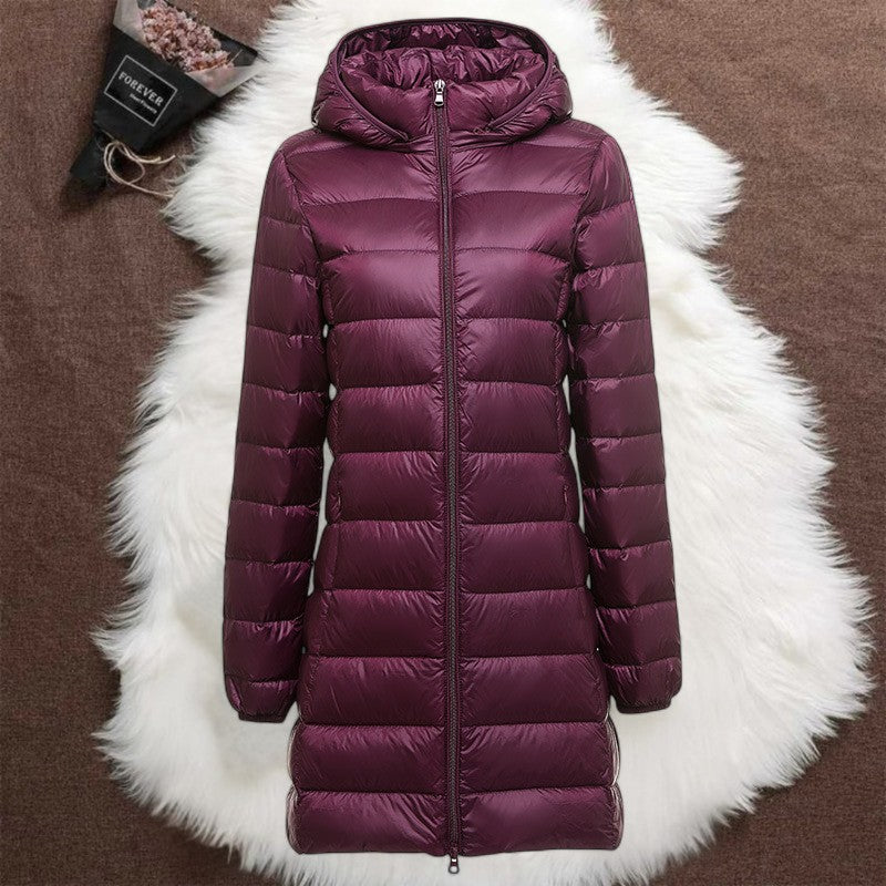 Drune | Elegante weinrote lange Jacke