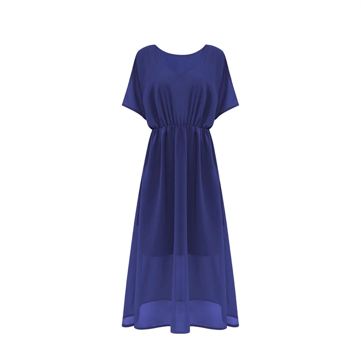 Damen Langes Boho‑Maxikleid mit V‑Ausschnitt, weiten Fledermausärmeln und hohem Beinschlitz Drune