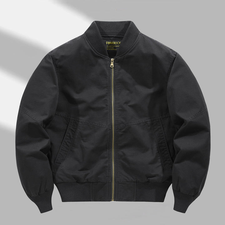 Men's  relaxed cotton-twill bomber jacket with reinforced seam panels and ribbed cuff hem Drune