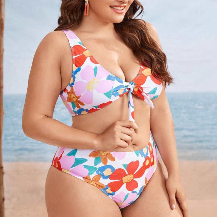 Damen Bikini-Set mit floralem Design und verstellbarem Knoten Drune