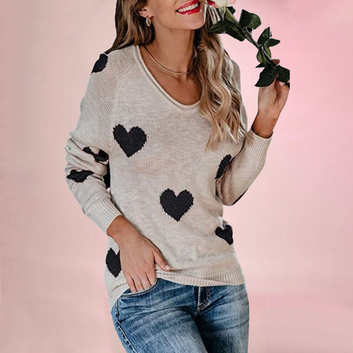Damen kuscheliger Pullover mit herzförmigen Mustern Drune