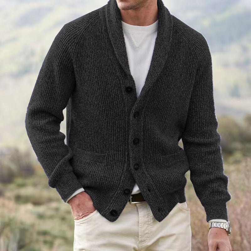Herren Strickjacke mit trendigem Grobstrickmuster und praktischen Taschen Drune