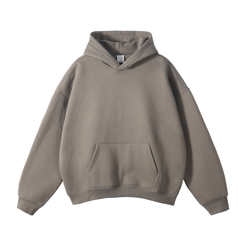 Unisex Schlichter Oversize-Kapuzenpullover mit Soft-Fleece-Innenseite und tiefer Raglannaht Drune