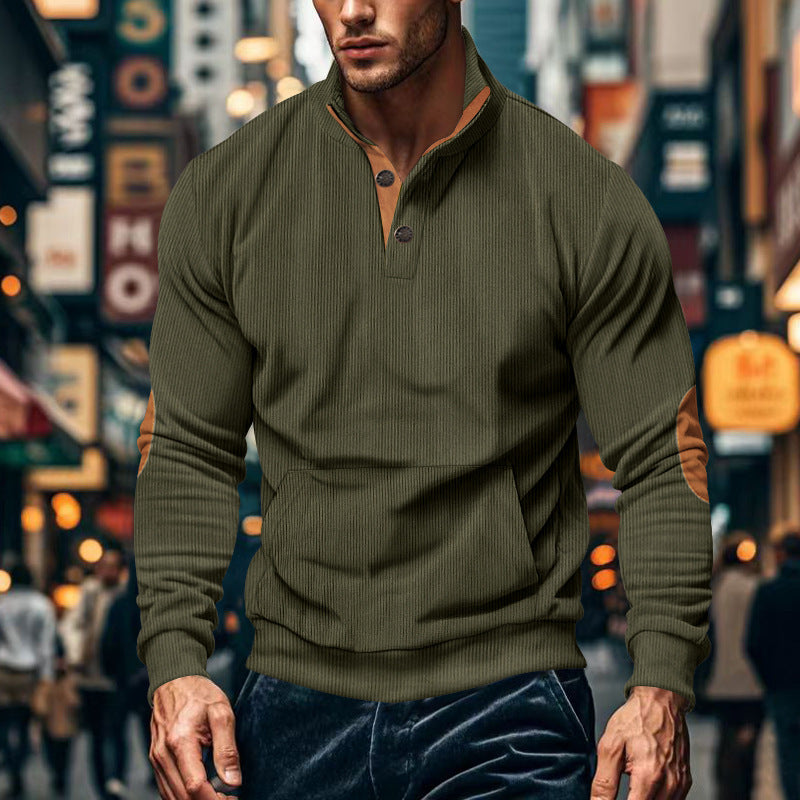 Herren stilvolles Langarm Kapuzenshirt mit modernem Strukturdesign und eleganten Akzenten Drune